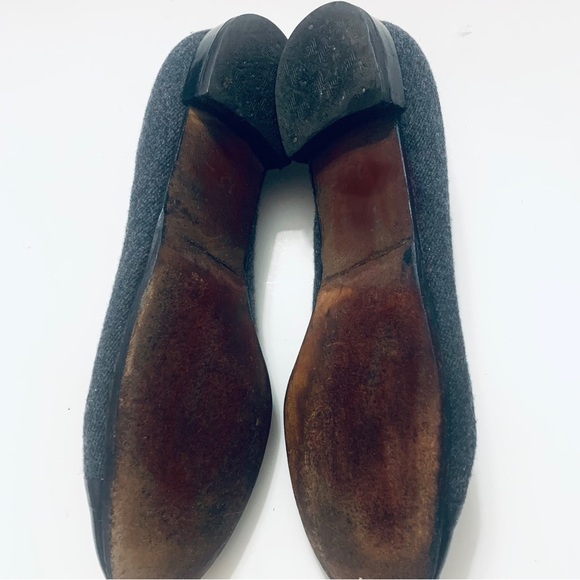 STUART WEITZMEN Black and Dark Gray, Tulip Bow Ballet Slip On Flats - Picture 4 of 6